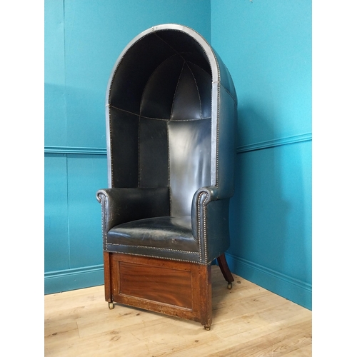 93 - Rare early 19th. C. Irish mahogany and leather upholstered porter's chair {163cm H x 77xm W x 74cm D... 