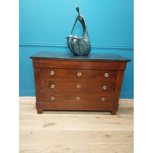 219 - Good quality 19th C. mahogany marble topped chest of drawers with original brass handles {88cm H x 1... 