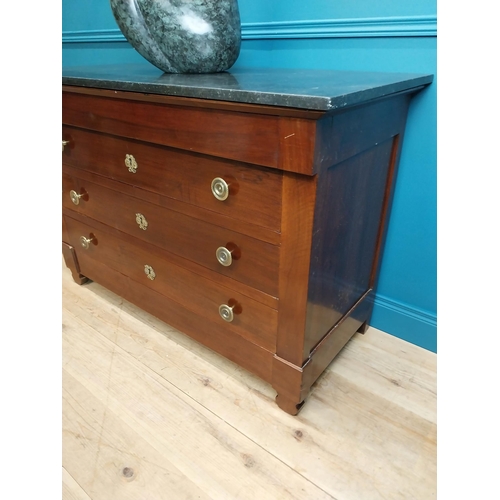 219 - Good quality 19th C. mahogany marble topped chest of drawers with original brass handles {88cm H x 1... 