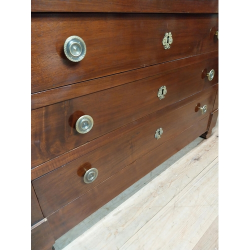 219 - Good quality 19th C. mahogany marble topped chest of drawers with original brass handles {88cm H x 1... 