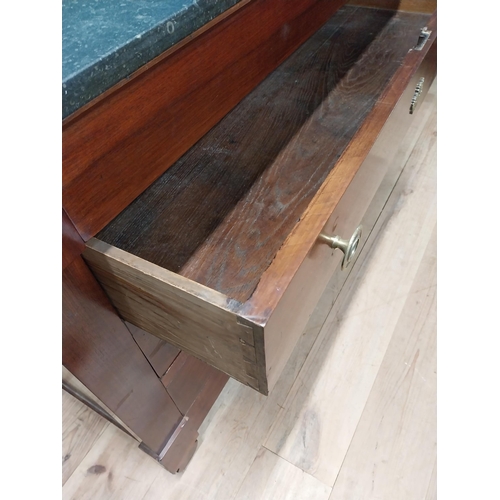 219 - Good quality 19th C. mahogany marble topped chest of drawers with original brass handles {88cm H x 1... 