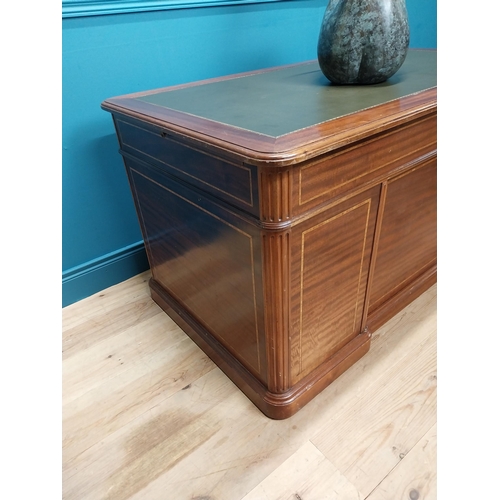 223 - 19th C. French mahogany and satinwood inlaid pedestal desk with inset leather top {75cm H x 145cm W ... 