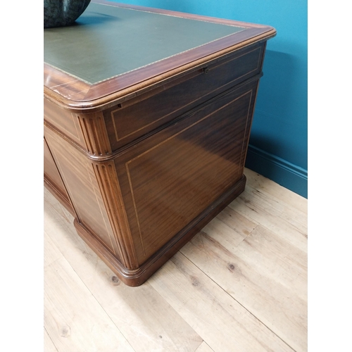 223 - 19th C. French mahogany and satinwood inlaid pedestal desk with inset leather top {75cm H x 145cm W ... 