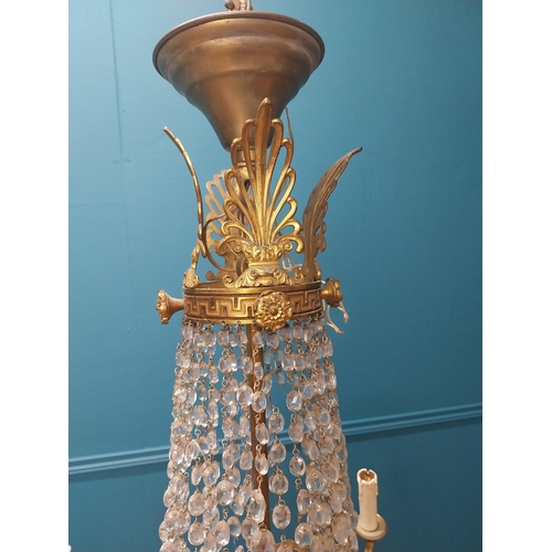 225 - 19th C. French gilded brass and cut crystal basket chandelier {90cm H x 70cm Dia.}