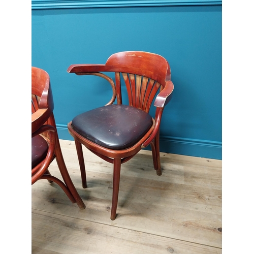 274 - Set of four bentwood arm chairs with vinyl upholstered seats {76 cm H x 60 cm W x 47 cm D}.