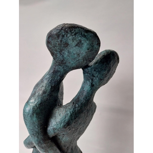 282 - Exceptional quality contemporary bronze sculpture of The Lovers mounted on marble base {100 cm H x 3... 