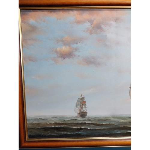 287 - Sailing Boat oil on canvas mounted in gilt frame {65 cm H x 102 cm W}.