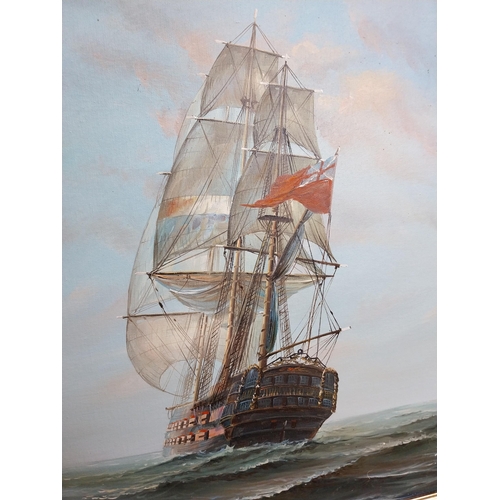 287 - Sailing Boat oil on canvas mounted in gilt frame {65 cm H x 102 cm W}.