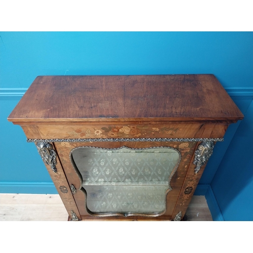 293 - Good quality 19th C. inlaid walnut side cabinet with ormolu mounts and single glazed door {110 cm H ... 