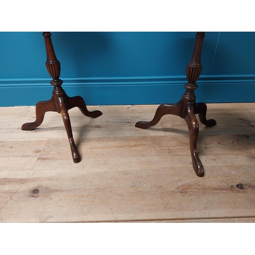 295 - Pair of Edwardian mahogany wine tables raised on three outswept feet in the Georgian manner {50 cm H... 