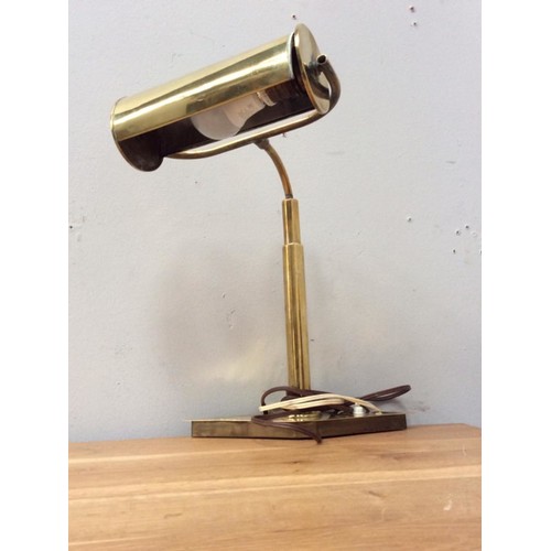 370A - Brass desk lamp with adjustable head  {H 40cm x W 30cm x D 24cm}.