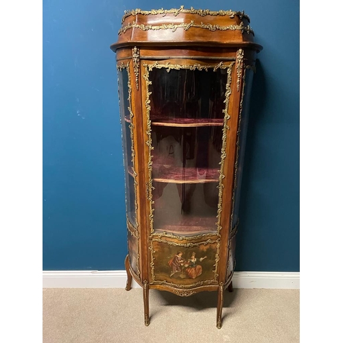 265 - Rare pair of decorative 19th. C. vitrine cabinets with ormolu mounts the glazed doors enclosing shel... 