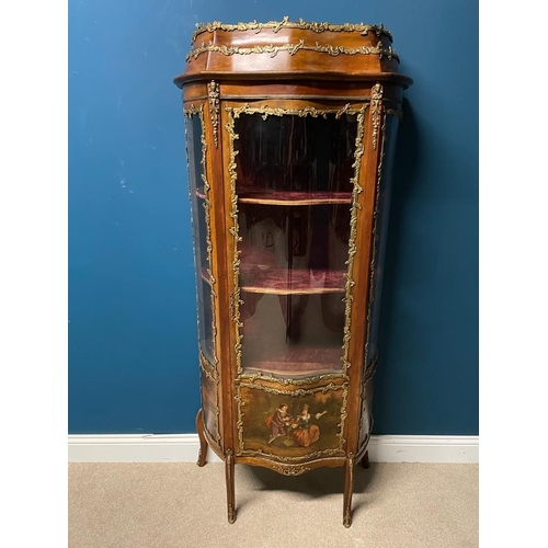 265 - Rare pair of decorative 19th. C. vitrine cabinets with ormolu mounts the glazed doors enclosing shel... 