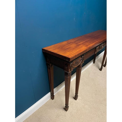 269 - Adams style mahogany side table, the frieze decorated with a ram's head and swags flanked by reeded ... 