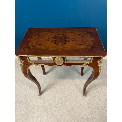 59 - Decorative inlaid kingwood side table with gilded brass mounts in the frieze with a oval plaque deco... 