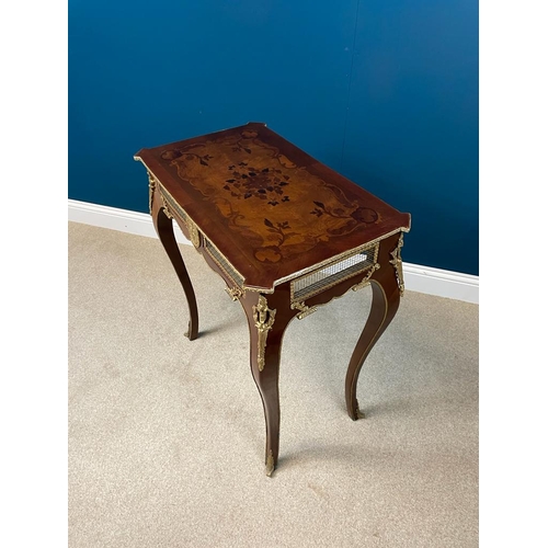 59 - Decorative inlaid kingwood side table with gilded brass mounts in the frieze with a oval plaque deco... 