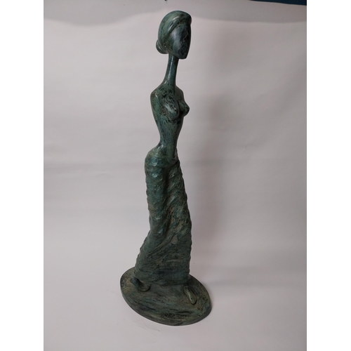 154 - Contemporary bronze sculpture of The Wondering Woman {122 cm H x 49 cm W x 30 cm D}.