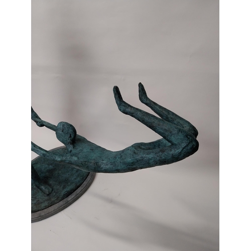 187 - Contemporary bronze sculpture of The Acrobats {105 cm H x 110 cm W x 58 cm D}.