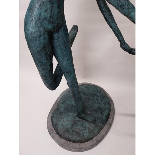 187 - Contemporary bronze sculpture of The Acrobats {105 cm H x 110 cm W x 58 cm D}.