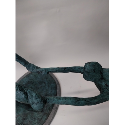 187 - Contemporary bronze sculpture of The Acrobats {105 cm H x 110 cm W x 58 cm D}.