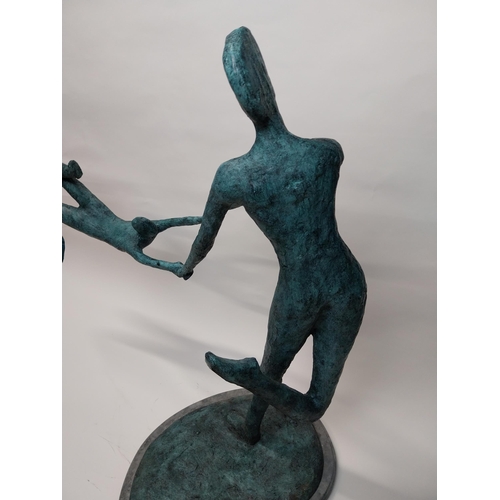 187 - Contemporary bronze sculpture of The Acrobats {105 cm H x 110 cm W x 58 cm D}.