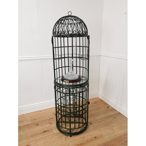 327 - Painted metal wine cabinet in the form of a birdcage {164cm H x 51cm Dia.}