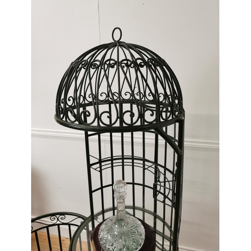 327 - Painted metal wine cabinet in the form of a birdcage {164cm H x 51cm Dia.}