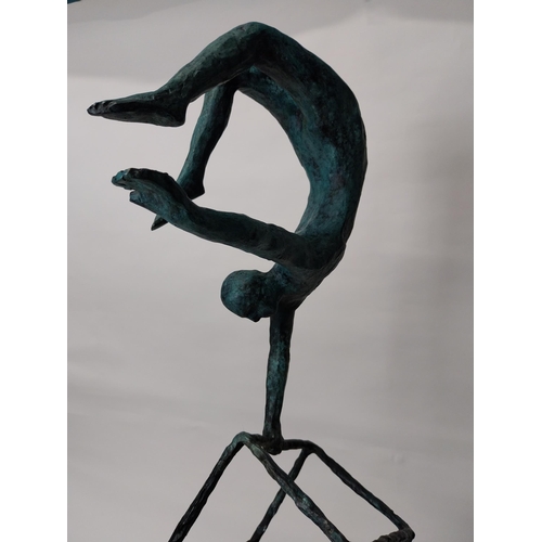 81 - Contemporary bronze sculpture of The Acrobats {113 cm H x 37 cm W x 34 cm D}.