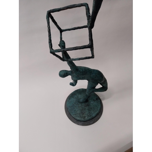 81 - Contemporary bronze sculpture of The Acrobats {113 cm H x 37 cm W x 34 cm D}.