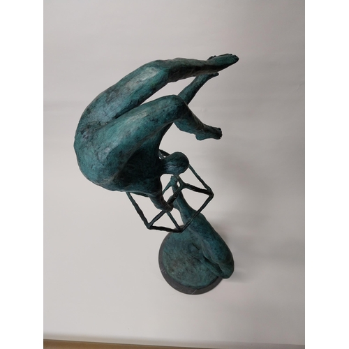 81 - Contemporary bronze sculpture of The Acrobats {113 cm H x 37 cm W x 34 cm D}.