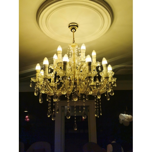 77 - Good quality French crystal twelve branch chandelier {80 cm H x 63 cm W}.