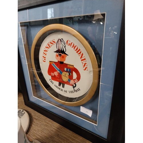 104 - Guinness is the Order of the Day advertising Tray mounted in wooden box frame. {48 cm H x 48 cm W].