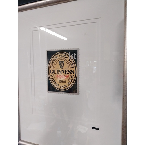 113 - Guinness Framed Stamp By Martin Allen. {46 cm H x 37 cm W}.
