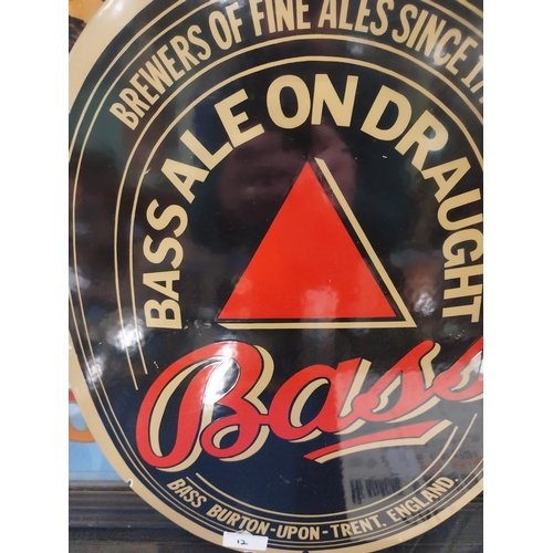 12 - Bass Ale enamel advertising sign. {46 cm H x 36 cm W}.
