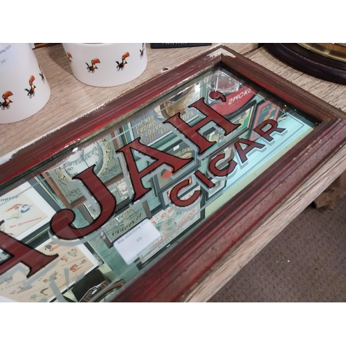 121 - 19th C. Rajah Cigar advertising mirror. {24 cm H x 67 cm W}