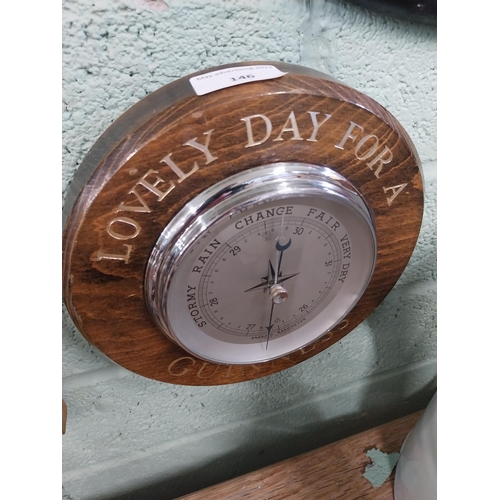 146 - Lovely day for a Guinness barometer. {21 cm H x 21 cm W}.