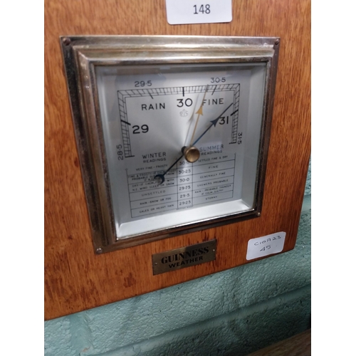148 - Rare Guinness Barometer. {22 cm H x 22 cm W}