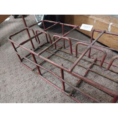 149 - 1950's Metal milk bottle crate. {35 cm H x 37 cm W x 20 cm D}.