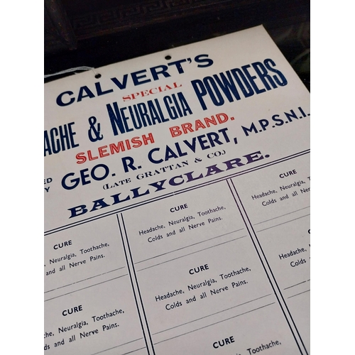 15 - Calvert's Special Headache and Neuralgia Powders Ballyclare cardboard advertisement. {32 cm H x 36 c... 