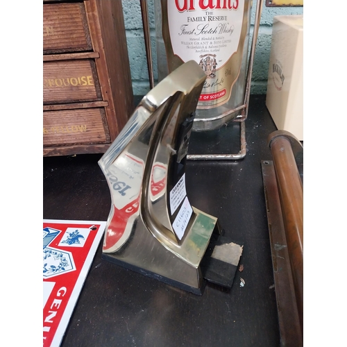 156 - Strongbow cider brass counter display. {18 cm H x 8 cm W x 11 cm D}.