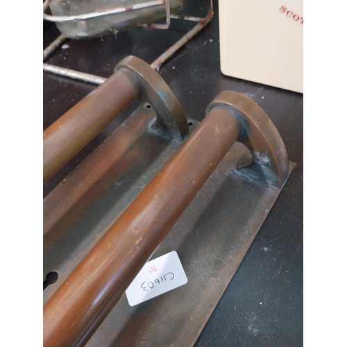 157 - Pair of 19th C. brass door handles. {36 cm H x 7 cm W}.