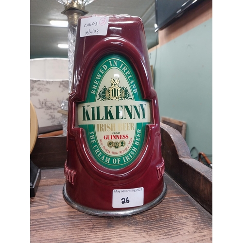 26 - Red Kilkenny Irish Beer counter font. {26 cm H x 14 cm W x 14 cm D}.