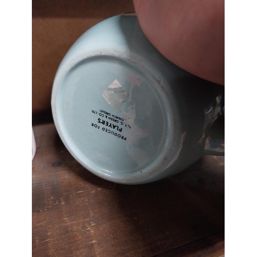36 - Ceramic Player's Weights advertising jug. {12 cm H x 16 cm W x 9 cm D}.