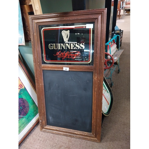 53 - Guinness wooden Menu Board. {84 cm H x 37 cm W}.