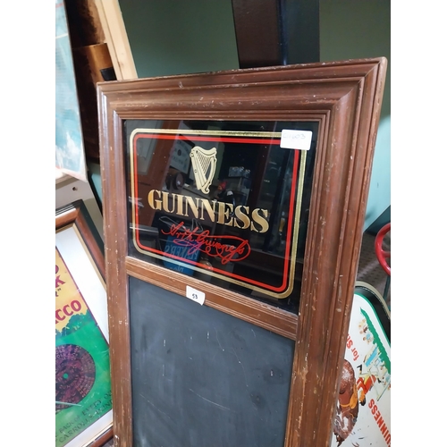 53 - Guinness wooden Menu Board. {84 cm H x 37 cm W}.