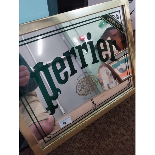 56 - Framed 1980's Perrier advertising mirror. {33 cm H x 43 cm W}.