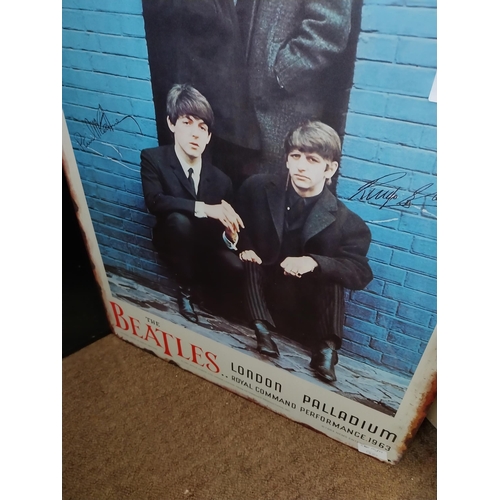 60 - Tinplate Beatles poster. {70 cm H x 50 cm W}.