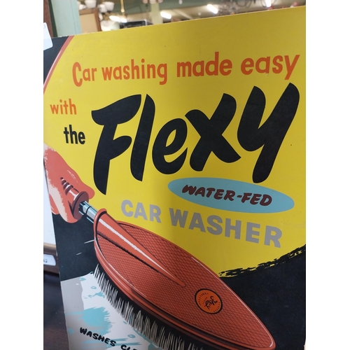 61 - Flexy Car Washer cardboard advertising showcard. {39 cm H x 28 cm W x 12 cm D}.