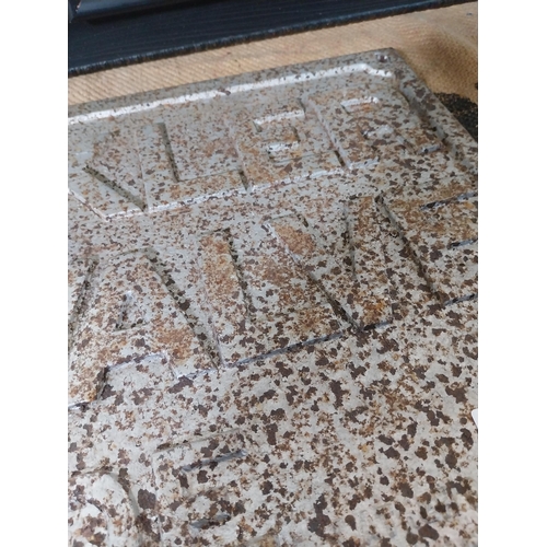 75 - Sprinkler Stop Valve Inside cast iron sign. {33 cm H x 55 cm W}.