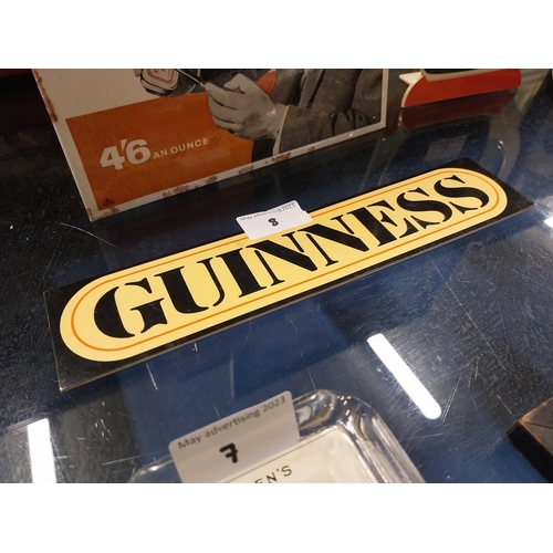 8 - Guinness Perspex stick on shelf sign. {6 cm H x 26 cm W}.